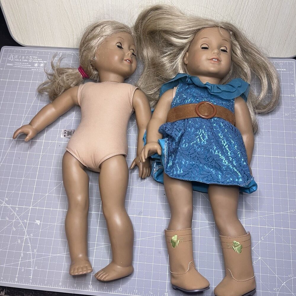 American Girl Doll Bundle Blond Hair Blue Brown Eyes 2012 2014 Set Of 2